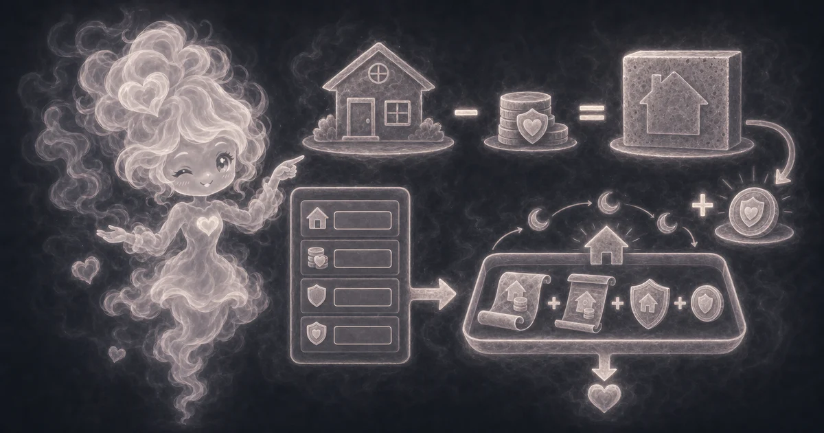 Smoke mascot beside an FHA loan estimate screen with home price, down payment, upfront MIP, annual MIP, and monthly payment.