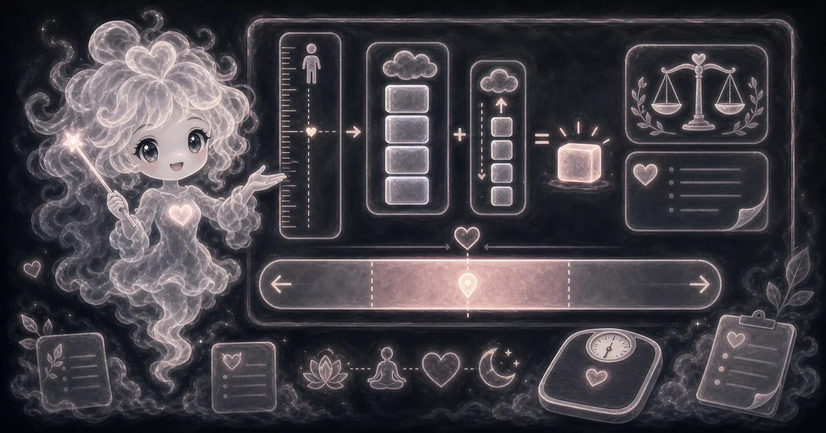 Ideal Weight Calculator guide artwork supports the walkthrough for Devine formula inputs, exact example results, adult BMI range context, and non-prescriptive ideal-weight cautions. Smoke mascot explaining Devine formula math beside 180 cm, 165 cm, 74.99 kg, 56.91 kg, and BMI range cards.