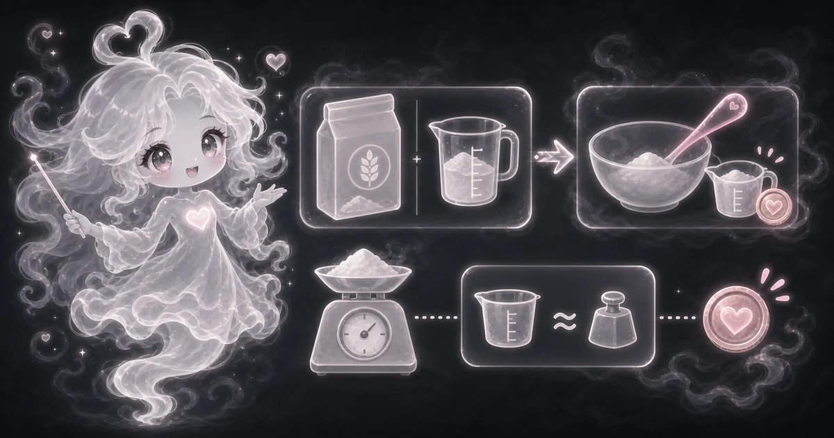 Illustration for Ingredient Cost Calculator showing estimate how much one recipe ingredient costs from package price and amount used.