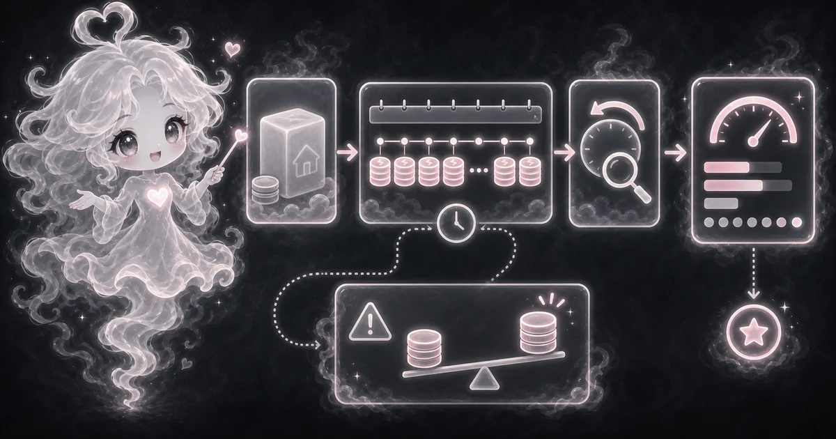 The tool art shows the actual job: use principal, payment, and term to estimate the rate hidden in a fixed loan quote. Smoke mascot beside principal blocks, monthly payment tokens, a term path, and a rate gauge.