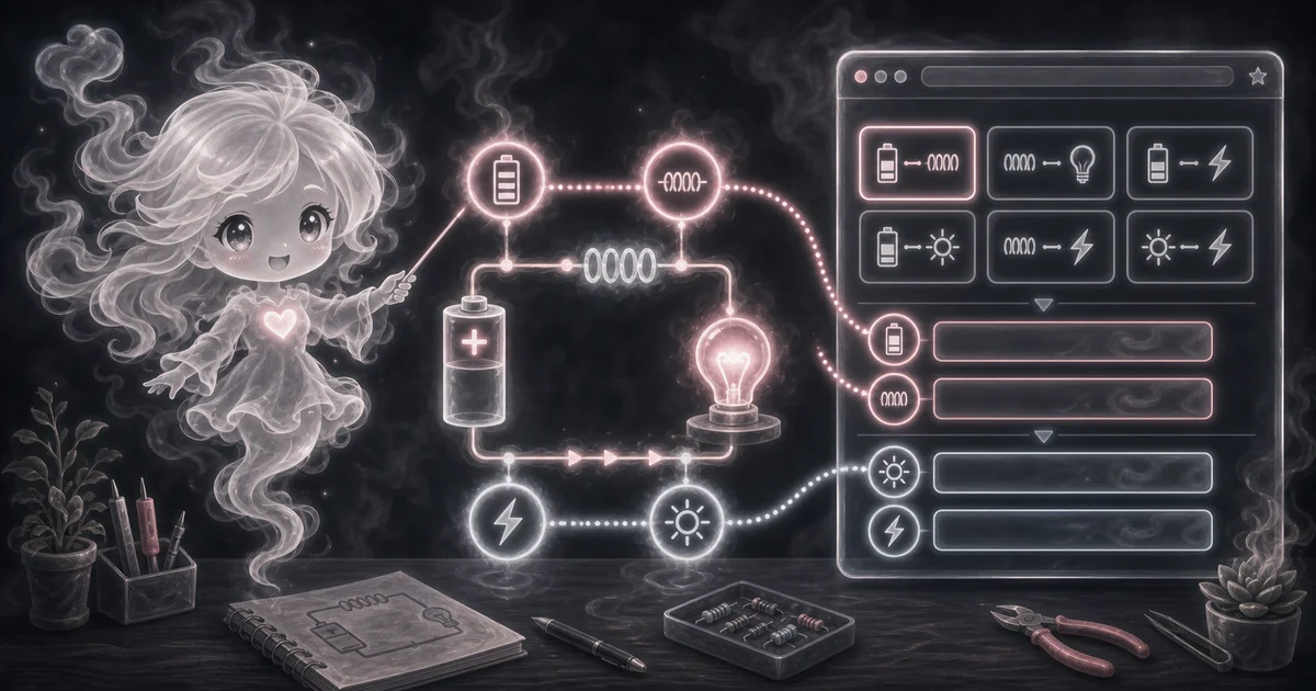 Ohm's Law Calculator artwork matches the live workflow: solve voltage, current, resistance, and power from two known circuit values, then check examples, result notes, and safety limits. Illustration for Ohm's Law Calculator showing voltage, current, resistance, and power solved from two known circuit values.