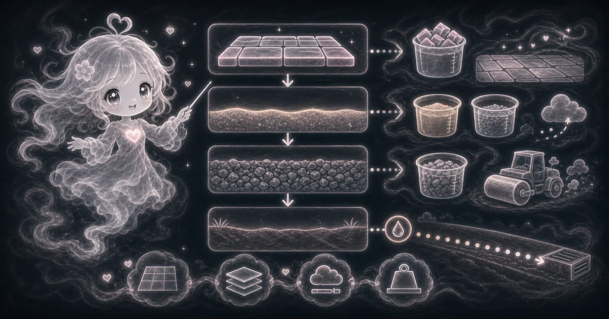 Smoke mascot guide showing paver area, compacted gravel base depth, bedding sand depth, waste percent, base cubic yards, base tons, and separate bedding sand volume.