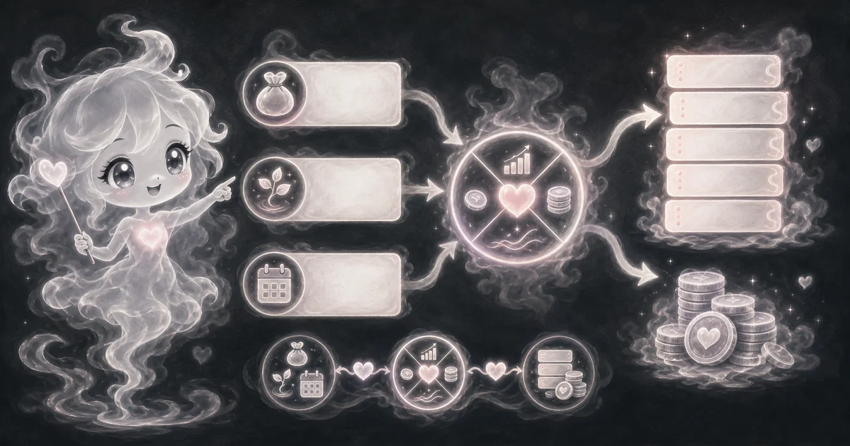 Payment Calculator guide artwork shows how amount financed, interest rate, and term feed the monthly payment, total paid, and interest walkthrough. Smoke mascot pointing from amount, rate, and term input cards into a fixed-payment formula hub with payment and total-cost result cards.