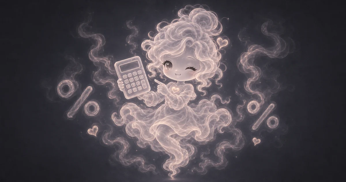 Percentage Calculator artwork matches the live modes: percent of a number, what percent, percent change, add or subtract percent, and reverse percent. Smoke mascot comparing 18 percent of 240, 160 to 116 percent change, a 25 percent markup, and a reverse-percent card.