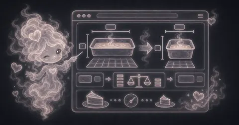Illustration for Baking Pan Conversion Calculator showing compare rectangular baking pan areas and estimate how much to scale a recipe.