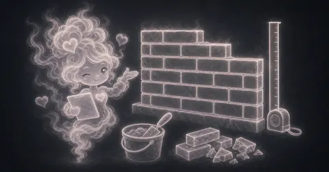 Illustration for Brick Calculator showing estimate brick count from wall area, brick face dimensions, mortar joint, and waste.
