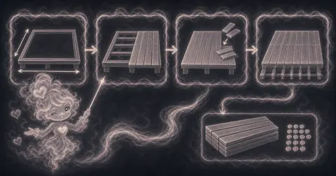 Guide image for Deck Board Calculator showing estimate deck boards, fastener rows, deck screws, and optional board with example inputs and result notes.