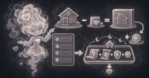 Smoke mascot beside an FHA loan estimate screen with home price, down payment, upfront MIP, annual MIP, and monthly payment.