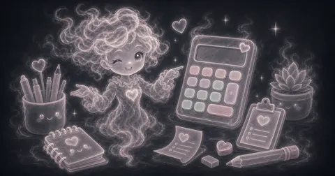 Illustration for Kawaii Calculator showing a cute pastel calculator for quick everyday math.