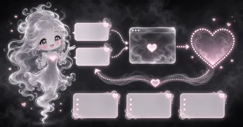 Love Calculator guide art showing two nickname cards becoming a playful match score with a clear game-only warning.