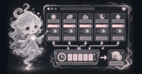 Illustration for Time Card Calculator showing add weekday shifts, breaks, total hours, and optional gross pay.