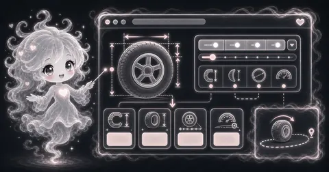 Illustration for Tire Size Calculator showing calculate sidewall, diameter, circumference, and revs per mile from a metric tire size.