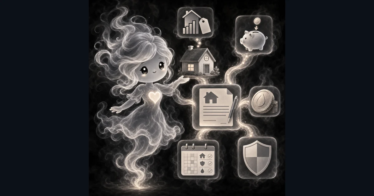 VA Mortgage Calculator artwork matches the workflow: home price, down payment, first-use status, funding-fee exemption, financed funding fee, monthly payment, tax, insurance, and loan-to-value. Smoke mascot checking a $360,000 VA-backed purchase loan with no down payment, 2.15 percent funding fee, financed-fee loan balance, payment, tax, insurance, and loan-to-value cards.