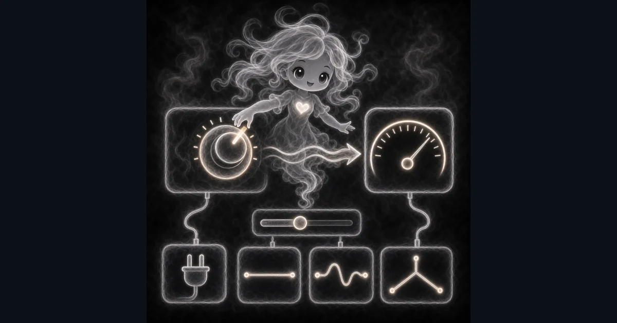 Watts to Amps Calculator artwork matches the live workflow: enter watts, voltage, phase type, and power factor, then estimate current for DC, single-phase, or three-phase loads. Smoke mascot comparing 1,500 W at 120 V, 60 W at 12 V, 2,200 W at 240 V, and 5,000 W three-phase amp cards.